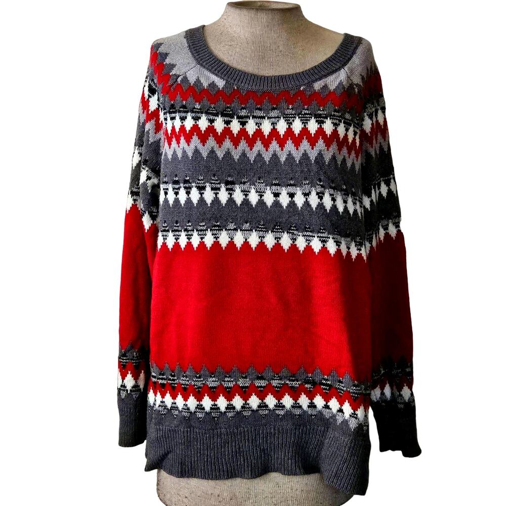 Red and Gray Long Sleeve Sweater Size XL